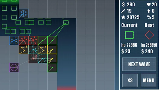 Laser Tower Defense oynanış mekaniği - kule yerleştirme ve düşman dalgaları